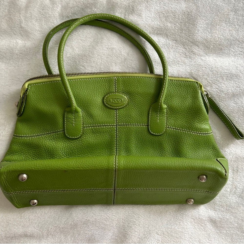 Tod's Vibrant Green Leather Satchel